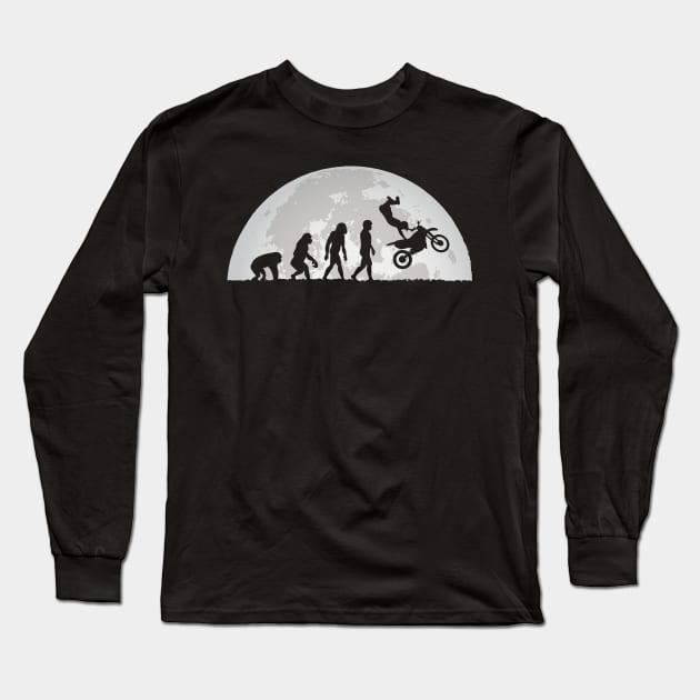 Motocross Evolution Moon Long Sleeve T-Shirt by Shirtbubble